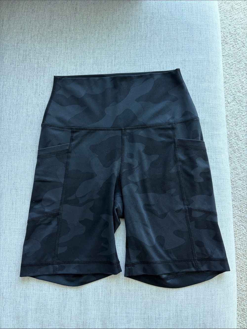 High-Rise Black Camo Women’s Bike Shorts